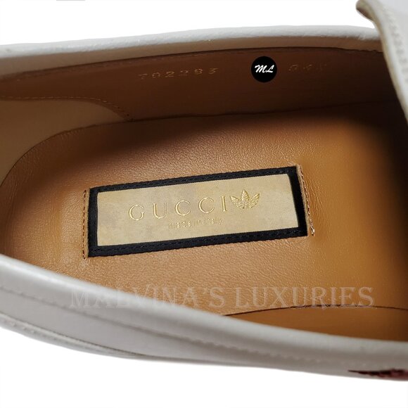 GUCCI SHOES ADIDAS TRIO STRIPE TREFOIL WHITE WEB HORSEBIT LOAFER sz 7.5 8 - Picture 12 of 15